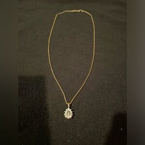 14k Gold necklace with teardrop diamond pendant